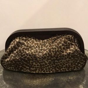 Bottega Veneta silk leapord-print clutch